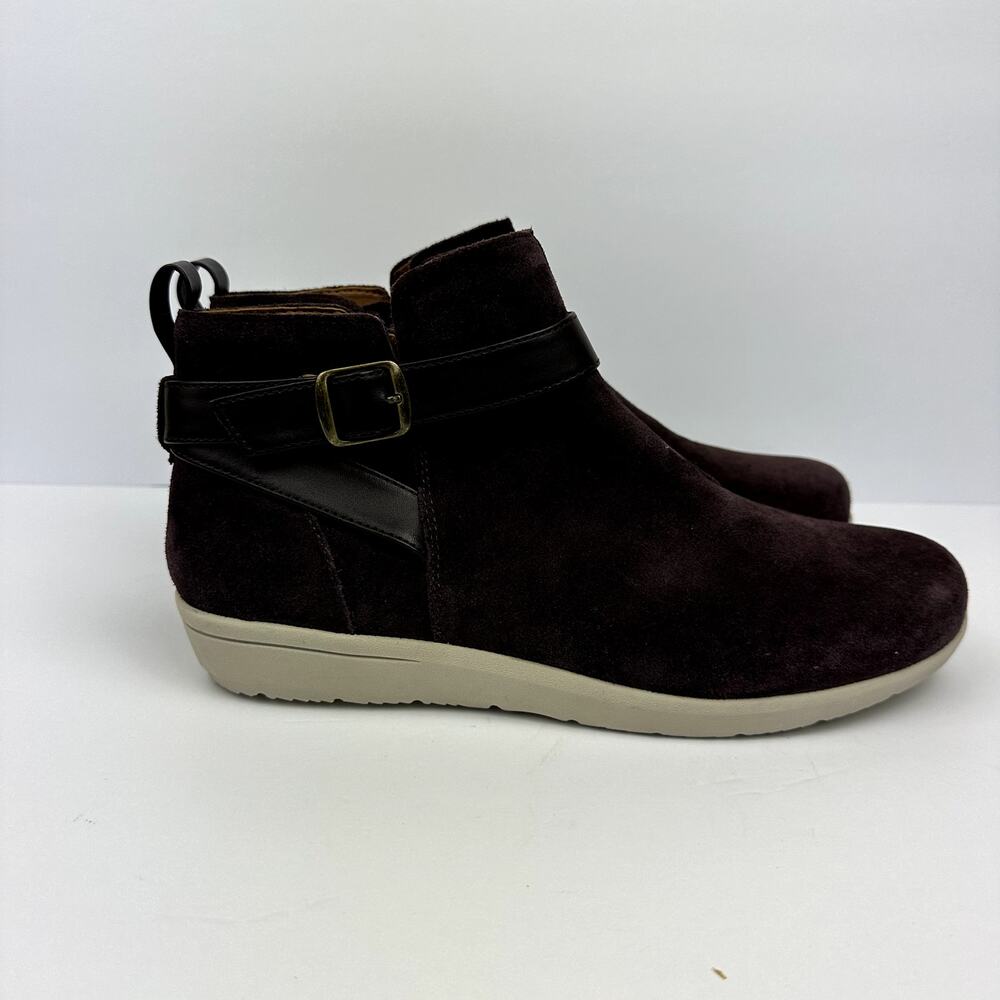 Vionic Ankle Boots Womens 9.5 Chocolate Water Repellent Suede Romy Winter Shoes